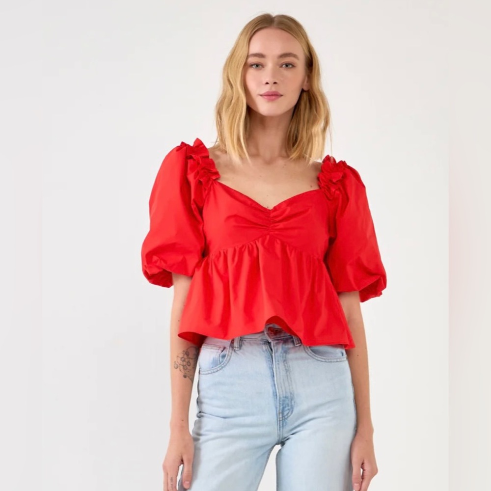 English Factory Sweet Heart To Ruffle Top
